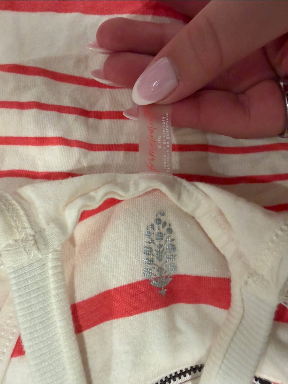 FP Movement by Free People Cream & Coral Striped Mini Dress - Picture 2 of 3